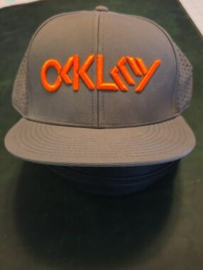 Oakley, Factory Pilot,  Gray Snapback with Bright Orange Logo